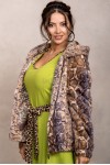 Jacheta captusita Elba din blana ecologica animal print, masuri mari, inchidere cu fermoar